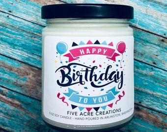 Happy Birthday candle - Gift for her birthday - Hand poured soy wax - bday gifts - present for b-day - for him or her -  bff - mom - sister