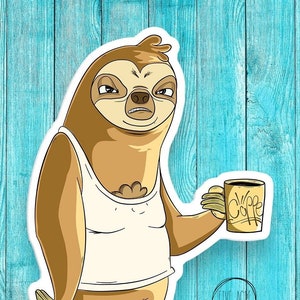 Adorable Sloth Sticker - car decal - waterproof and weatherproof vinyl decals - bumper sticker - Water bottle decal - laptop sticker - cute