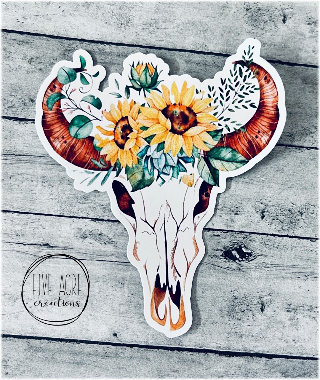 Bull Skull - Waterproof Sticker - Weatherproof Vinyl Decal - Bumper ...