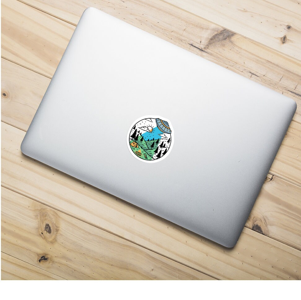 Sticker Over Computer Campera UFO Camp Sticker | Alien Car Window Decal | Funny Waterproof Sticker ...