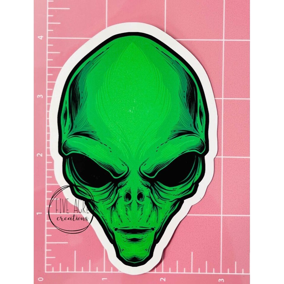 Alien Face Sticker | Car Decal | Laptop Sticker | Water Bottle Decal ...