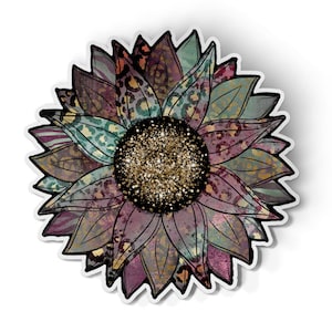 Pretty  Waterproof Weatherproof Vinyl Sticker | Multi Color Sunflower | High Quality |Rugged | Car Decal | Laptop Stickers | Window Decals