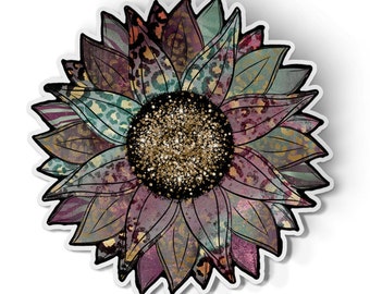 Pretty  Waterproof Weatherproof Vinyl Sticker | Multi Color Sunflower | High Quality |Rugged | Car Decal | Laptop Stickers | Window Decals