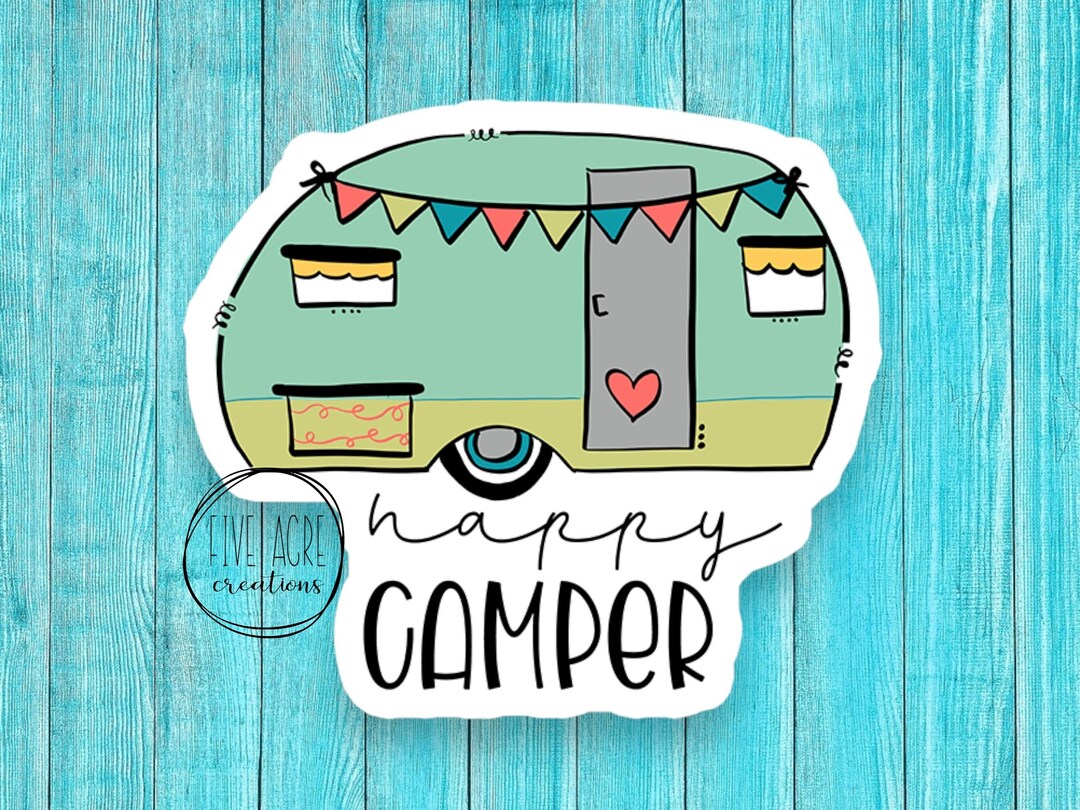 Camping Waterproof Weatherproof Vinyl Sticker | Happy Camper | High ...