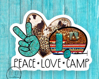 Peace Love Camp Sticker | Western Camper Decal
