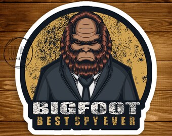 Funny Bigfoot Sticker | Waterproof Decal | Best Spy Ever | Sasquatch | Outdoors Nature Stickers