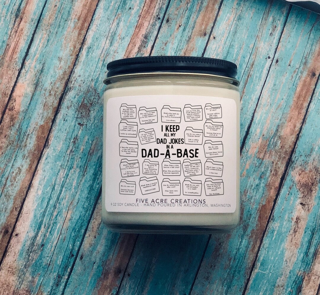 Funny Candle for Guy DAD JOKES Keep Jokes in a Dadabase Etsy