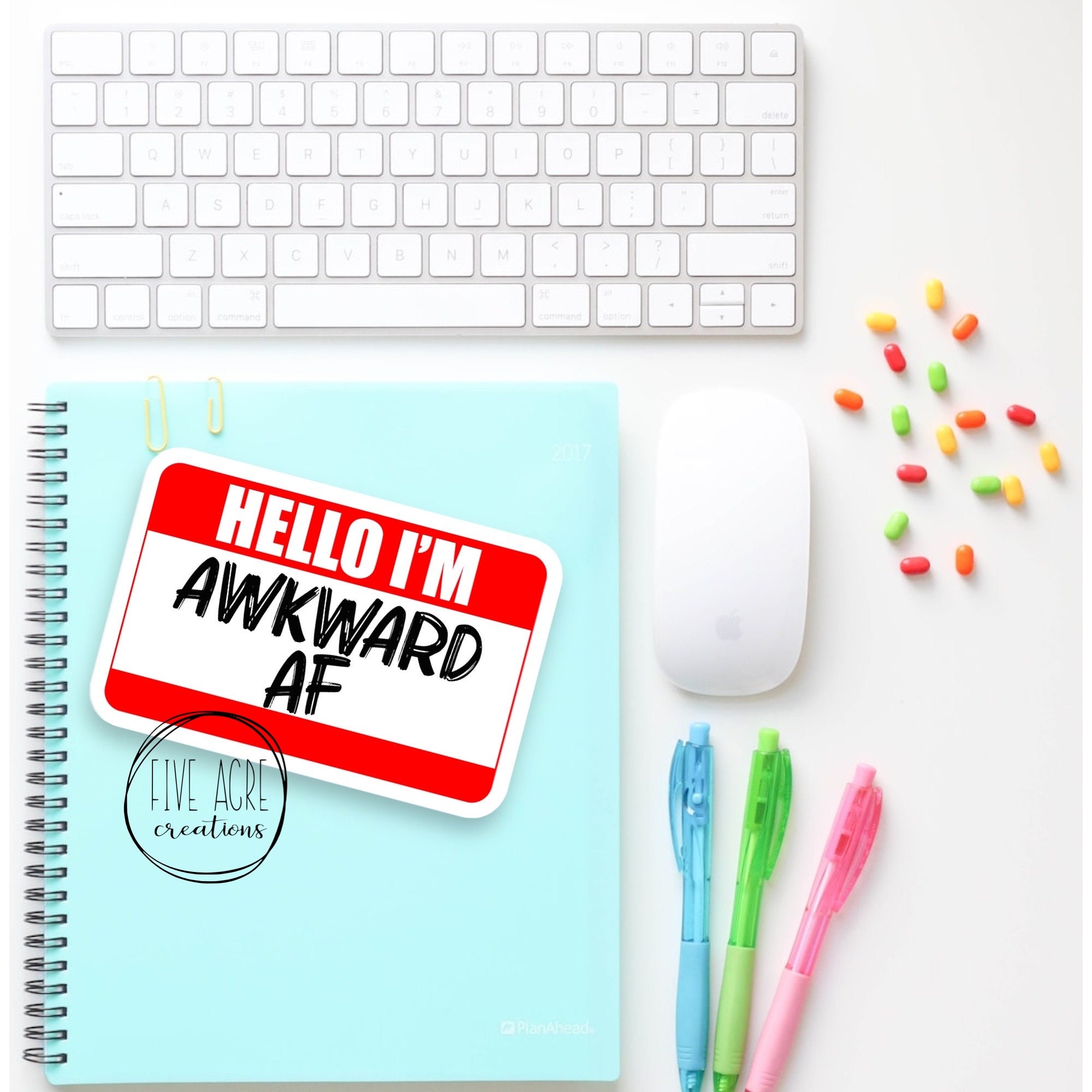 Awkward AF - Name Badge Sticker - Funny Car Decal - Waterproof Sticker ...