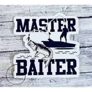 Funny Fishing Theme Decal | Master Baiter Sticker | Waterproof And Weatherproof | Gift For Him | Truck Decal | Trailer Decal | Guy Sticker