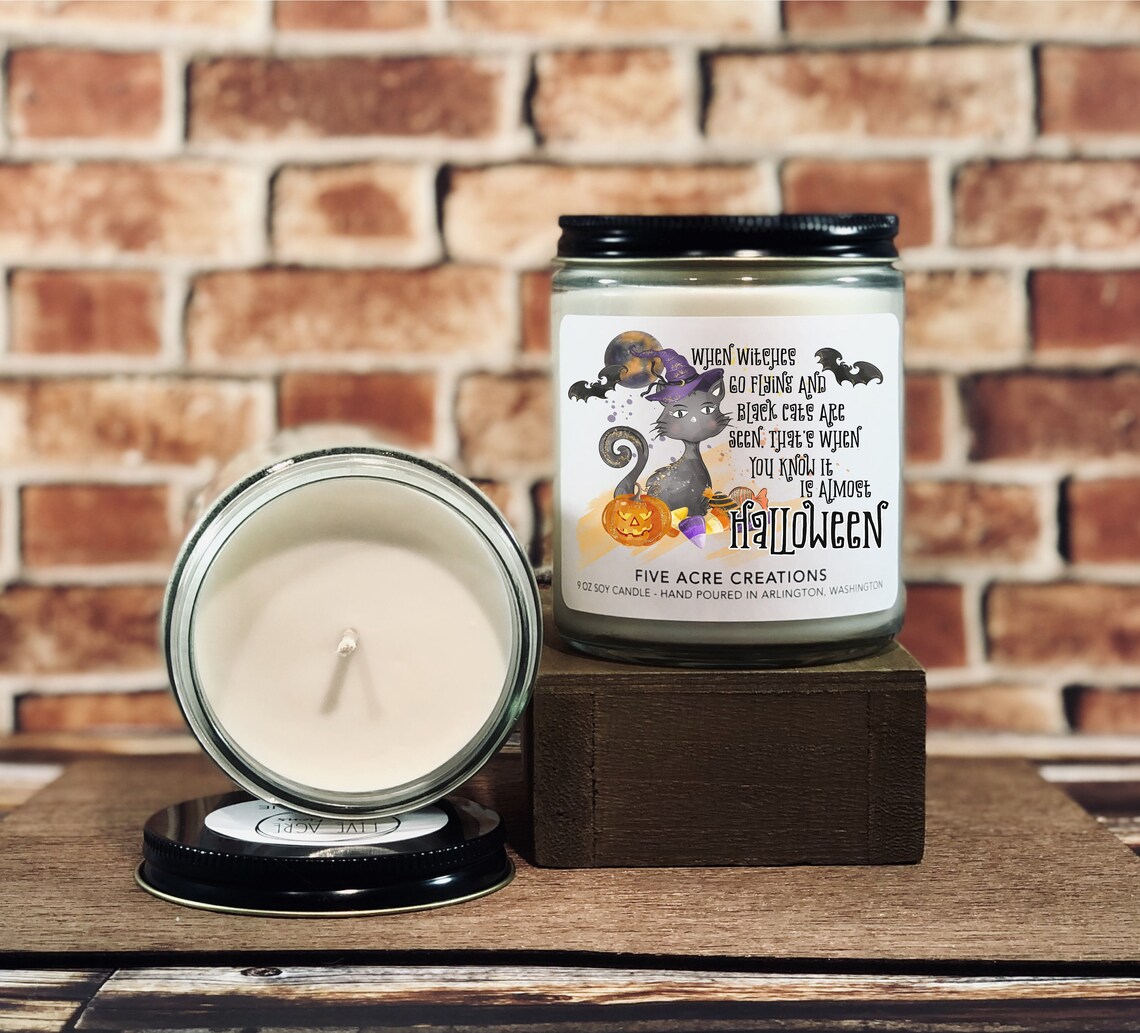 Halloween Candle Pumpkin Candle Spooky Candles Witchy Etsy