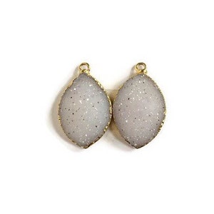 Druzy Earring Pair, Druzy Pendant Pair with 24K Gold Electroplated Edges