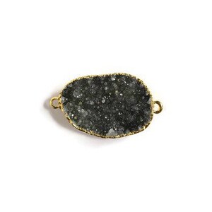 Druzy Connector, Natural Freeform Druzy, Druzy Double Bail Pendant with Gold Elecrtoplated Edging