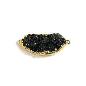 Druzy Connector, Natural Freeform Druzy, Druzy Double Bail Pendant with Gold Elecrtoplated Edging