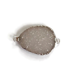 Druzy Double Bail Pendant Pair with 24K Gold Electroplated Edges Druzy Connector Pair