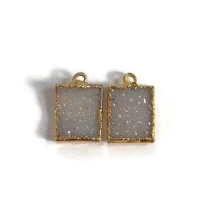 Druzy Earring Pair, Druzy Pendant Pair with 24K Gold Electroplated Edges
