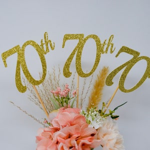 SET of THREE: 70th Birthday Centerpiece, 70th Anniversary, 70th Celebration, Centerpieces, 70's Birthday Decoration, Anniversary