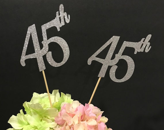 Set of 3 sticks, Birthday Centerpiece, 45th Anniversary, 45th Celebration, Centerpieces, 45 Birthday Decoration