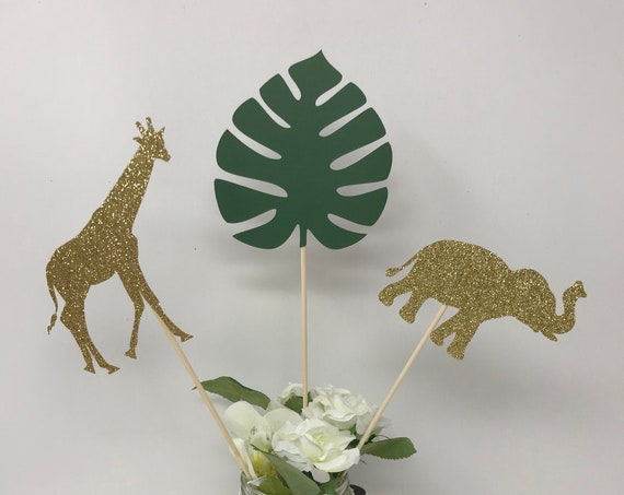 Jungle Party Safari Centerpiece. (1 set of 6 centerpiece sticks ) Safari Baby Shower Decoration. Jungle Baby Shower.