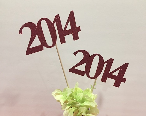 Set of 3 sticks, 2014 Class Reunion Centerpiece, 5 years class Anniversary, 5th Celebration, Centerpieces, Class Reunion Decoration