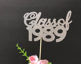 Centro de mesa con brillantina de la Clase de 1989: Decoración para la reunión