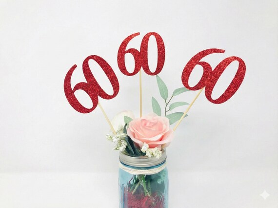 Birthday Centerpiece, 60th Anniversary, 60th Celebration, 60th Birthday decoration, 60th class reunion, Class of 1960, 60th Caketopper