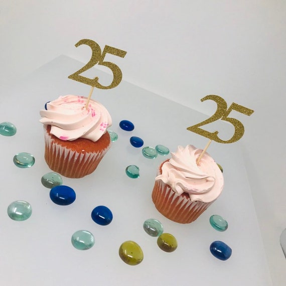 25th Birthday Cupcake Toppers, Birthday Decoration, 25th Birthday Decoration, Cupcake topper, 25 Anniversary, Class reunion, 25cupcake