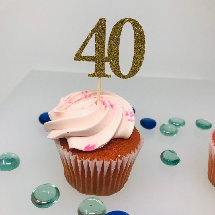 40th Birthday Cupcake Toppers, Birthday Decoration, 40th Birthday