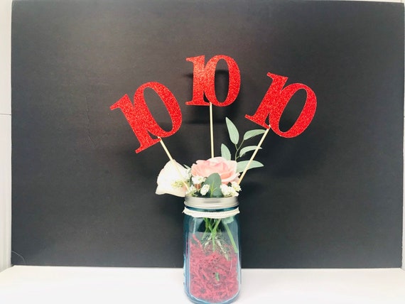 Birthday Centerpiece, 10th Anniversary, 10th Celebration, 10th Birthday,  Ten Birthday Decoration, Class Reunion, class of 2010