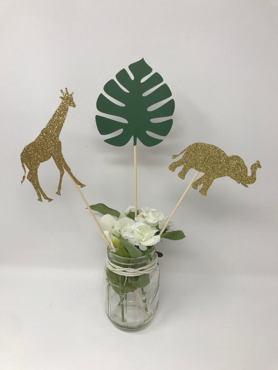 Jungle Party Safari Centerpiece. (1 set of 6 centerpiece sticks ) Safari Baby Shower Decoration. Jungle Baby Shower.