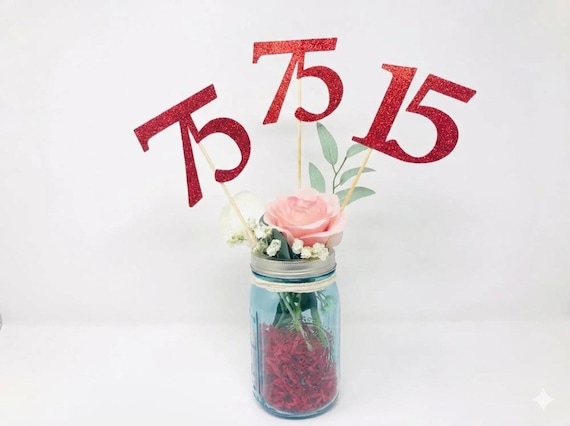 Birthday Centerpiece, 75th Anniversary, 75th Celebration, 75th Birthday decoration, 75th Caketopper, 75 Years Old decoration, Number 75