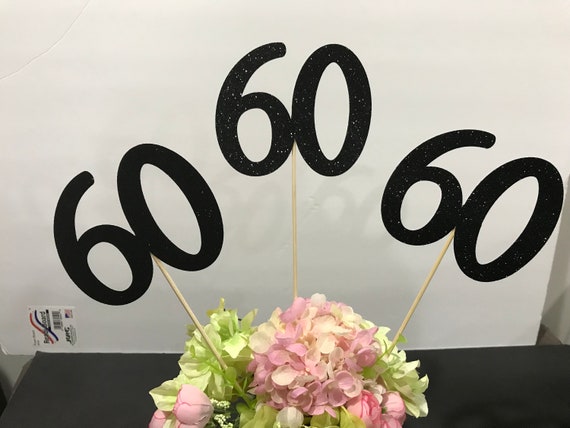 Set of 3 sticks, Birthday Centerpiece, 60th Anniversary, 60th Celebration, Centerpieces, 60's Birthday Decoration, Class Reunion