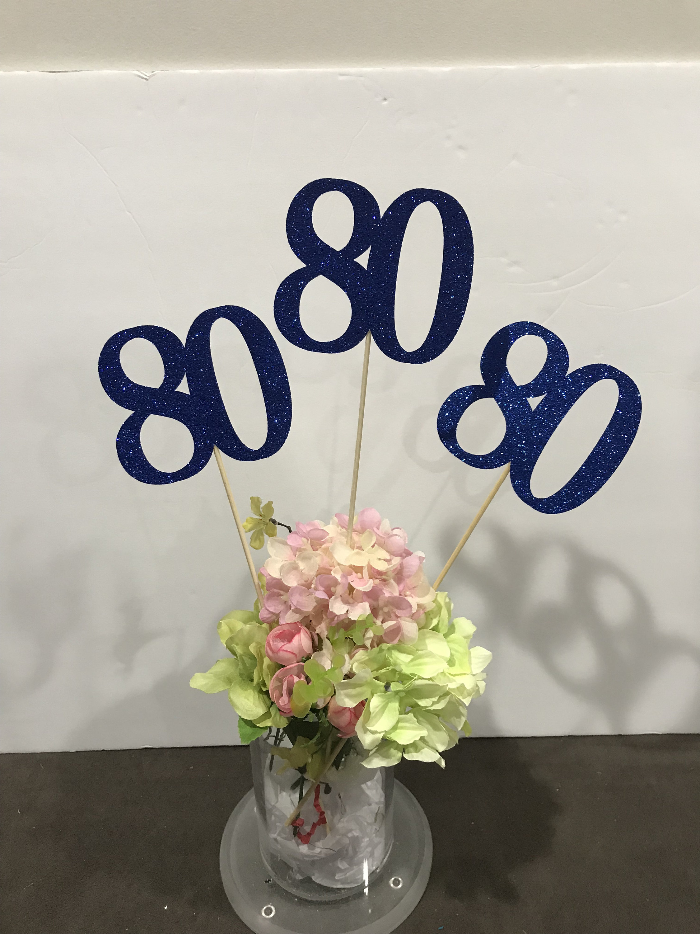 Set Of 3 Sticks Birthday Centerpiece 80th Anniversary 80th set-of-3-sticks-birthday-centerpiece-80th-anniversary-80th