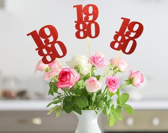 Set of 3 sticks 1980, Class Reunion Centerpiece, Class Reunion decoration, Class of 1980 decoration, Class Reunion items, Class of 1980