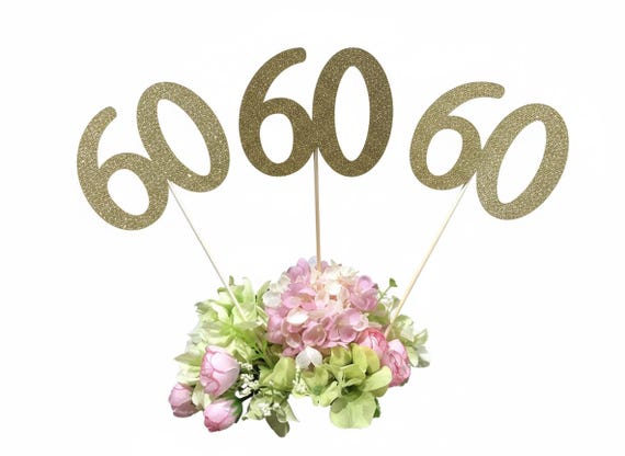 Set of 3 sticks, Birthday Centerpiece, 60th Anniversary, 60th Celebration, Centerpieces, 60's Birthday Decoration, Class Reunion