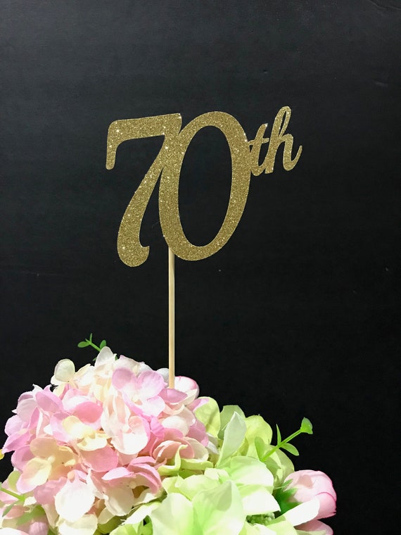 SET of THREE: 70th Birthday Centerpiece, 70th Anniversary, 70th Celebration, Centerpieces, 70's Birthday Decoration, Anniversary