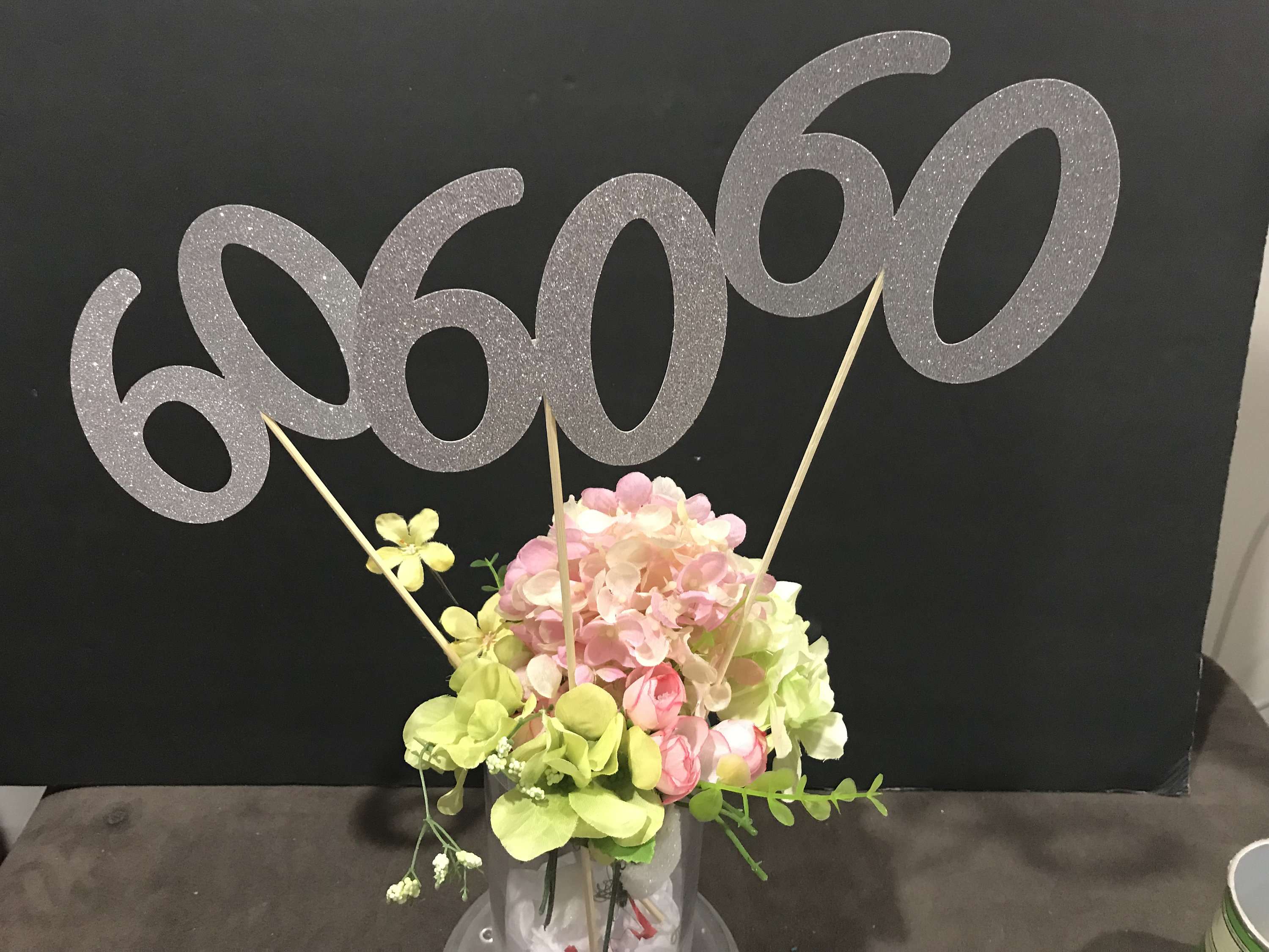 Set of 3 sticks, Birthday Centerpiece, 60th Anniversary, 60th