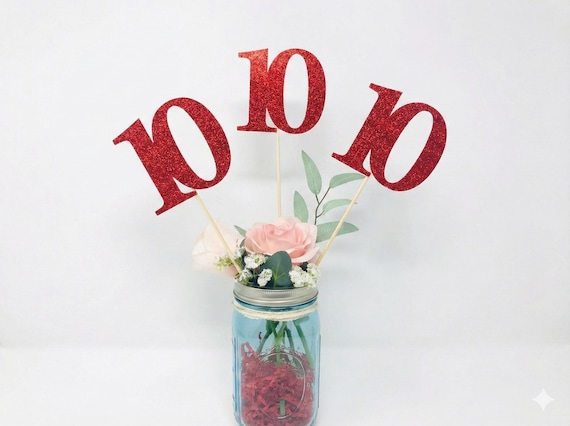 Birthday Centerpiece, 10th Anniversary, 10th Celebration, 10th Birthday,  Ten Birthday Decoration, Class Reunion, class of 2010