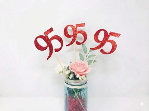 Birthday Centerpiece, 95th Anniversary, 95th Celebration, 95th Birthday decoration, 95th Caketopper, 95 Years Old decoration, Number 95