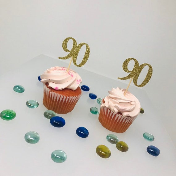 90th Birthday Cupcake Toppers, Birthday Decoration, 90 cupcake topper, Cupcake toppers, anniversary topper, class of "90