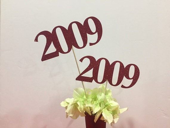 Set of 3 sticks, 2009 Class Reunion Centerpiece, 10 years class Anniversary, 10th Celebration, Class Reunion Decoration