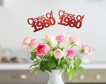 Set of 3 Class of 1980, 1980 Class Reunion Centerpiece, Class of 1980 decorations, Class Reunion 1980 props, ANY YEAR, 45th Class Reunion