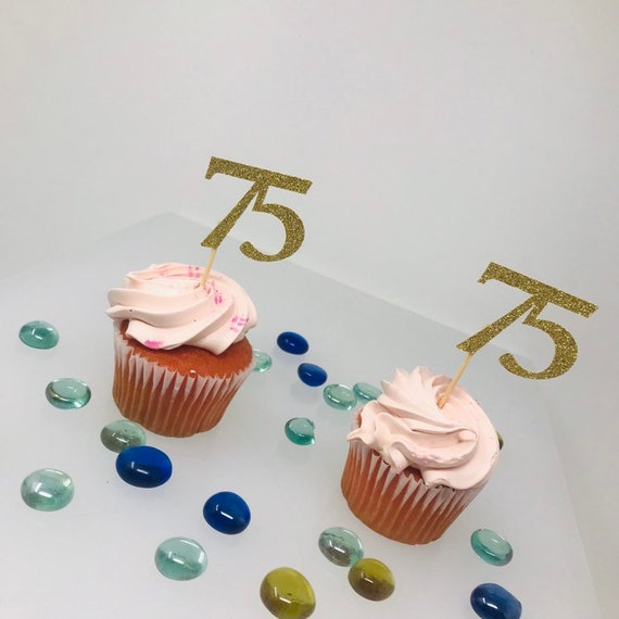 75th Birthday Cupcake Toppers, Birthday Decoration, 75 cupcake toppers, Cupcake topper, anniversary topper, class of "75