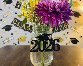2026 tags, 2026 cut out, Graduation party decorations 2026, Graduation Cut outs, 2026 Mason jar tags , class of 2026, Graduation Decoration