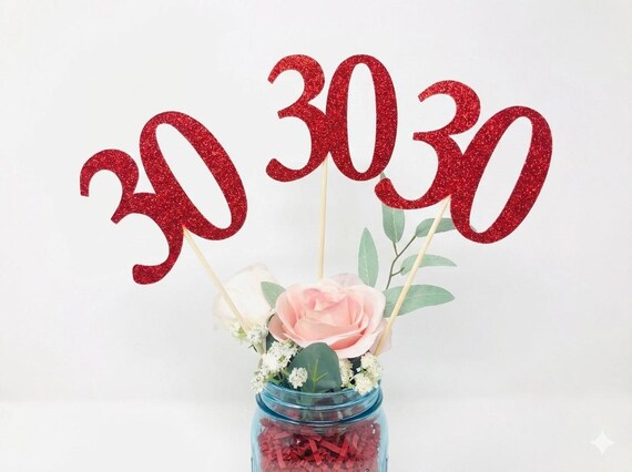 Birthday Centerpiece, 30th Anniversary, 30th Celebration, 30th Birthday, 30th class reunion, Class of 1990, 30th Caketopper, 30th Decoration