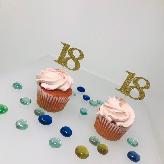 18th Birthday Cupcake Toppers, Birthday Decoration, 18th Birthday Decoration, Cupcake topper, 18 Anniversary, 18 cupcake topper