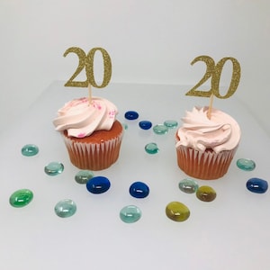20th Birthday Cupcake Toppers, Birthday Decoration, 20th Birthday ...