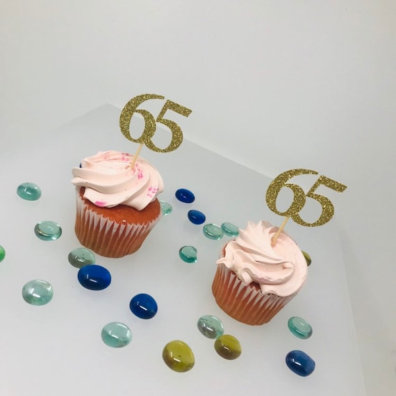 65th Birthday Cupcake Toppers, Birthday Decoration, 65 cupcake toppers, Cupcake topper, anniversary topper, class of "65