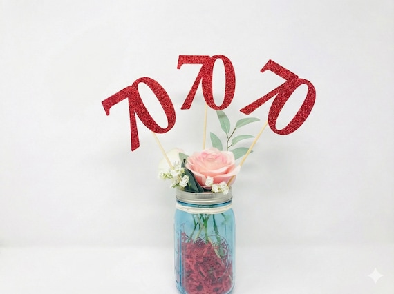 Birthday Centerpiece, 70th Anniversary, 70th Celebration, 70th Birthday decoration, 70th Caketopper, 70 Years Old decoration, Number 70