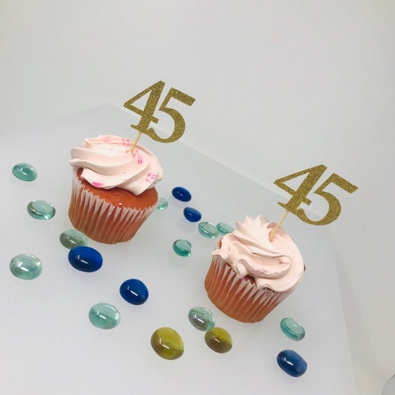 45th Birthday Cupcake Toppers, Birthday Decoration, 45th Birthday Decoration, Cupcake topper, 45 Anniversary, Class reunion