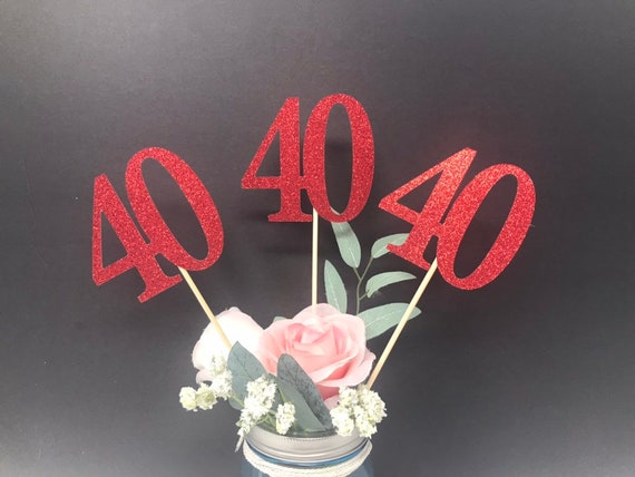 Birthday Centerpiece, 40th Anniversary, 40th Celebration, 40th Birthday decoration, 40th class reunion, Class of 1980, 40th Caketopper